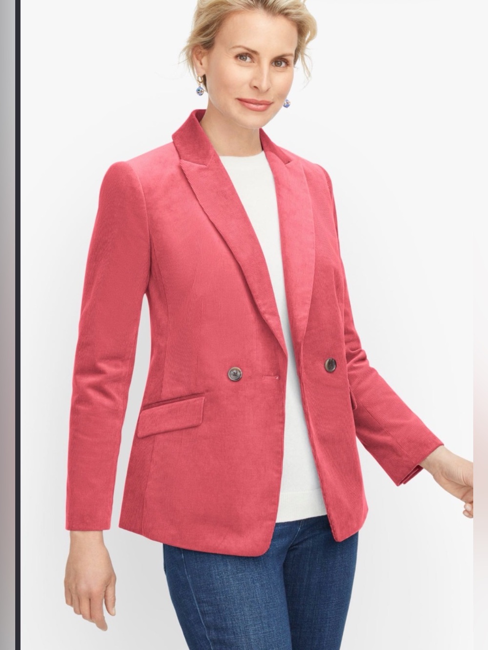 TALBOTS Women's Coral Corduroy Double-Button Blazer Jacket Size 22W